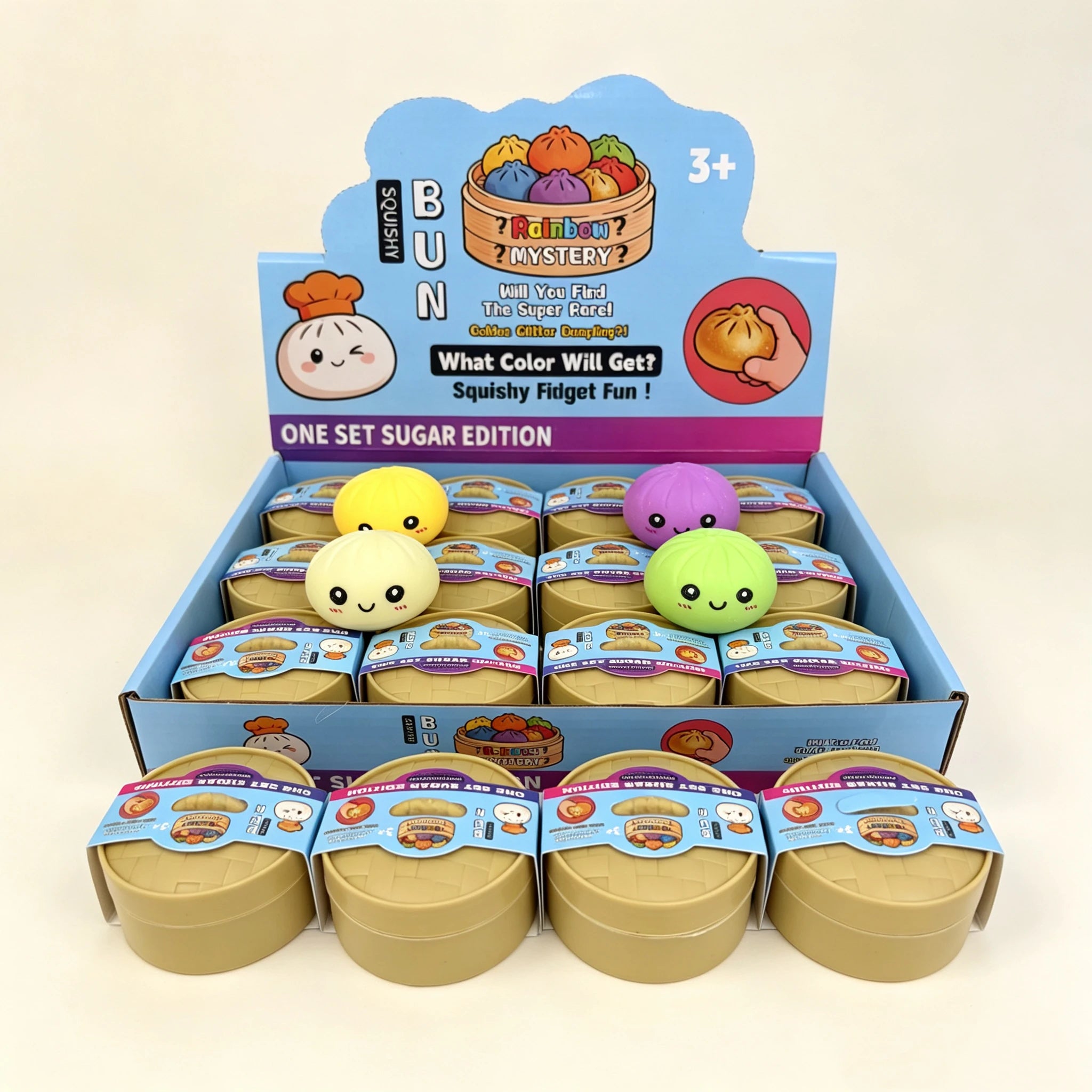 HOT Colorful Simulated Steamed Bun Squishy Blind Box 1-6pcs with Dumpling Sensory Squeeze Toy for Stress Relief