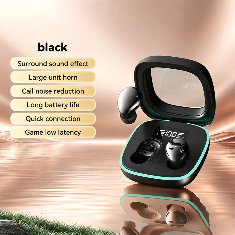 Electroplated TWS In-Ear Wireless Earphone Long Battery Life Digital Display 2-In-1 Dual Headphone Subwoofer Stereo Game Earplug