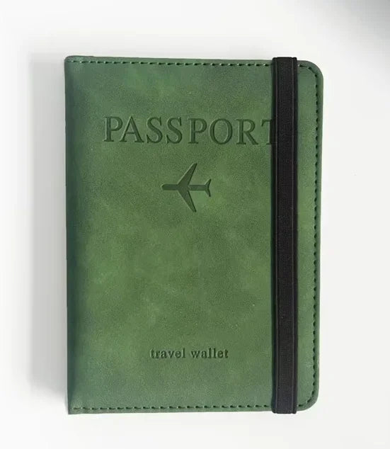 Vintage RFID Passport Cover for Women & Men - Multi-Function PU Leather Wallet Case with ID/Bank Card Slots, Travel Accessory