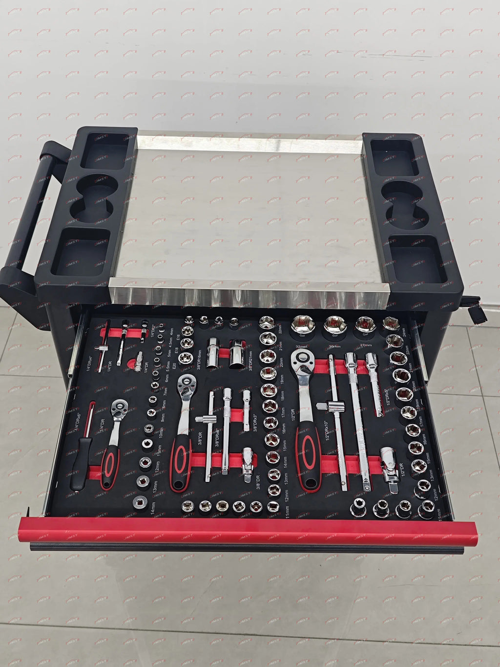 420 Pcs Lockable Metal Tool Box Sets Mechanic Rolling Cabinet Trolley 150kg Capacity 5 Inch Wheels Portable Workshop/Garage