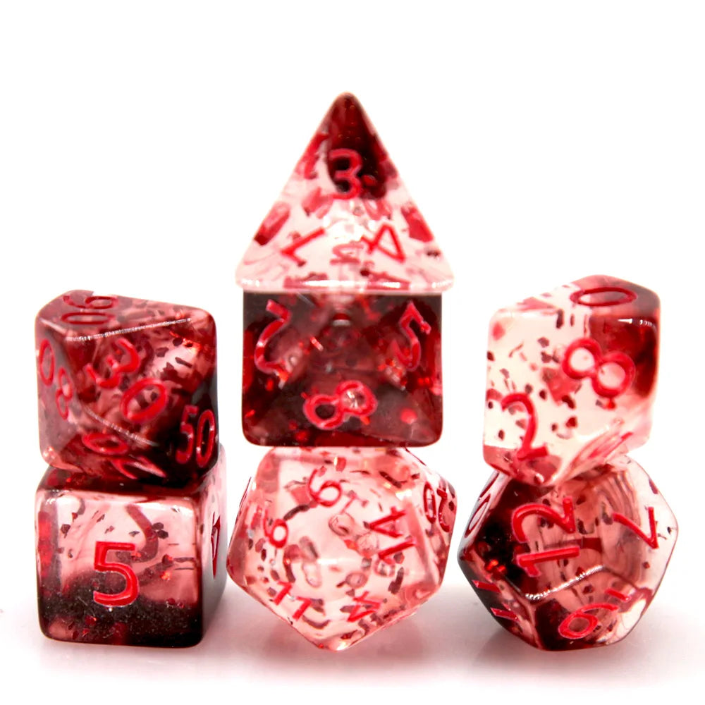 7Pcs/set Transparent Glitter Dice Set DND RPG TRPG D20 D12 D10 D00 D8 D6 D4 Tabletop Games Kids Toy Accessory