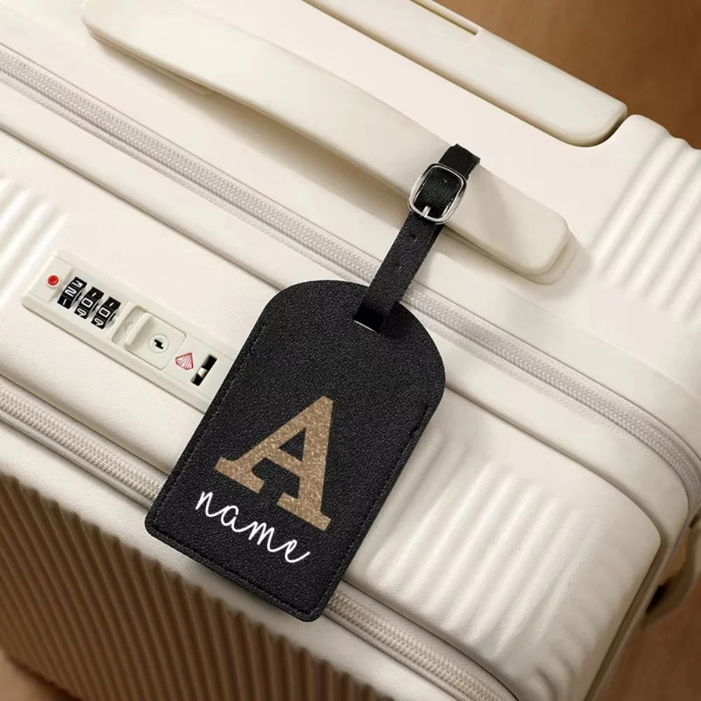 Personalized Simple A-Z Initial Custom Name Luggage Tag, Durable Creative Travel ID Card Holder, Ideal Travel Gift