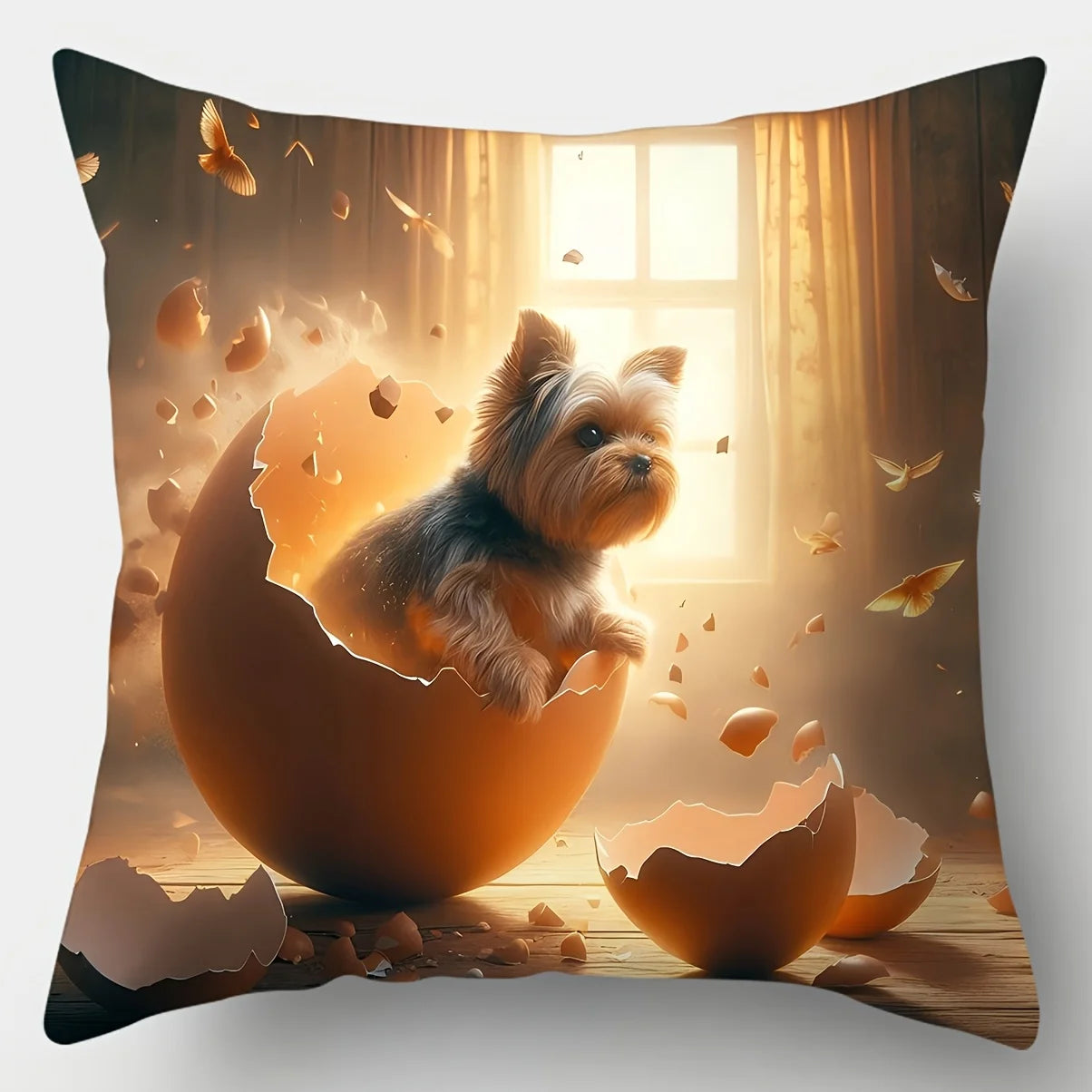 4pcs Cute Pet Animal Print Pillow Covers Adorable Yorkshire Terrier Dreamy Pattern Decorative Cushion Cases for Living Room Sofa