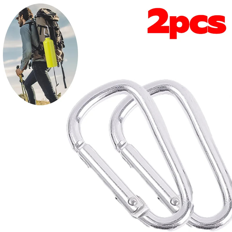 D Ring Carabiner Aluminum Alloy Keychain Clip for Water Bottle Bluetooth Headset Backpack Buckle Outdoor Camping Hiking 20/2pcs