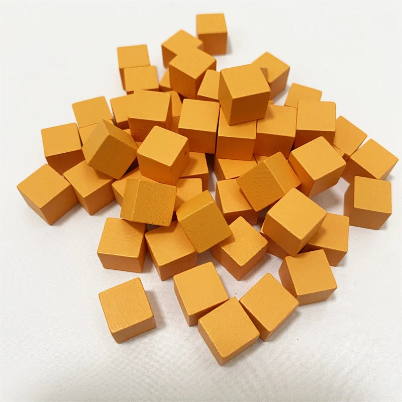 100Pcs/lots 10mm Wood Cubes Colorful Dice Chess Pieces Right Angle For Token Puzzle Board Games Early Education