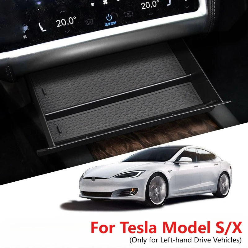 Car Central Console Storage Box Cubby Drawer Organizer For Tesla Model S/X Left-hand Drive