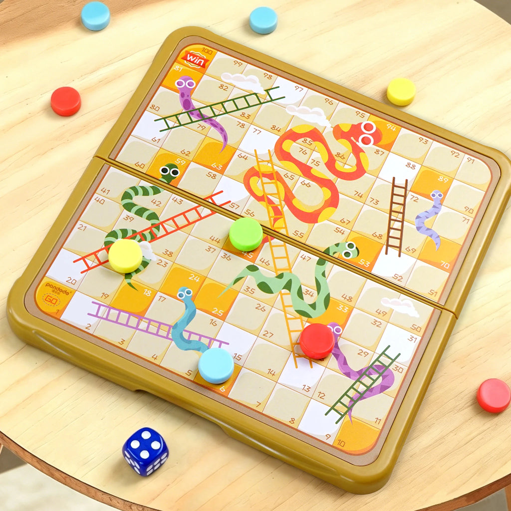 Magnetic Snake Ladder Game Portable Foldable Board Game Can Be Put in Pocket Suitable for Friend Gatherings Travel Leisure Game Christmas Birthday Gift
