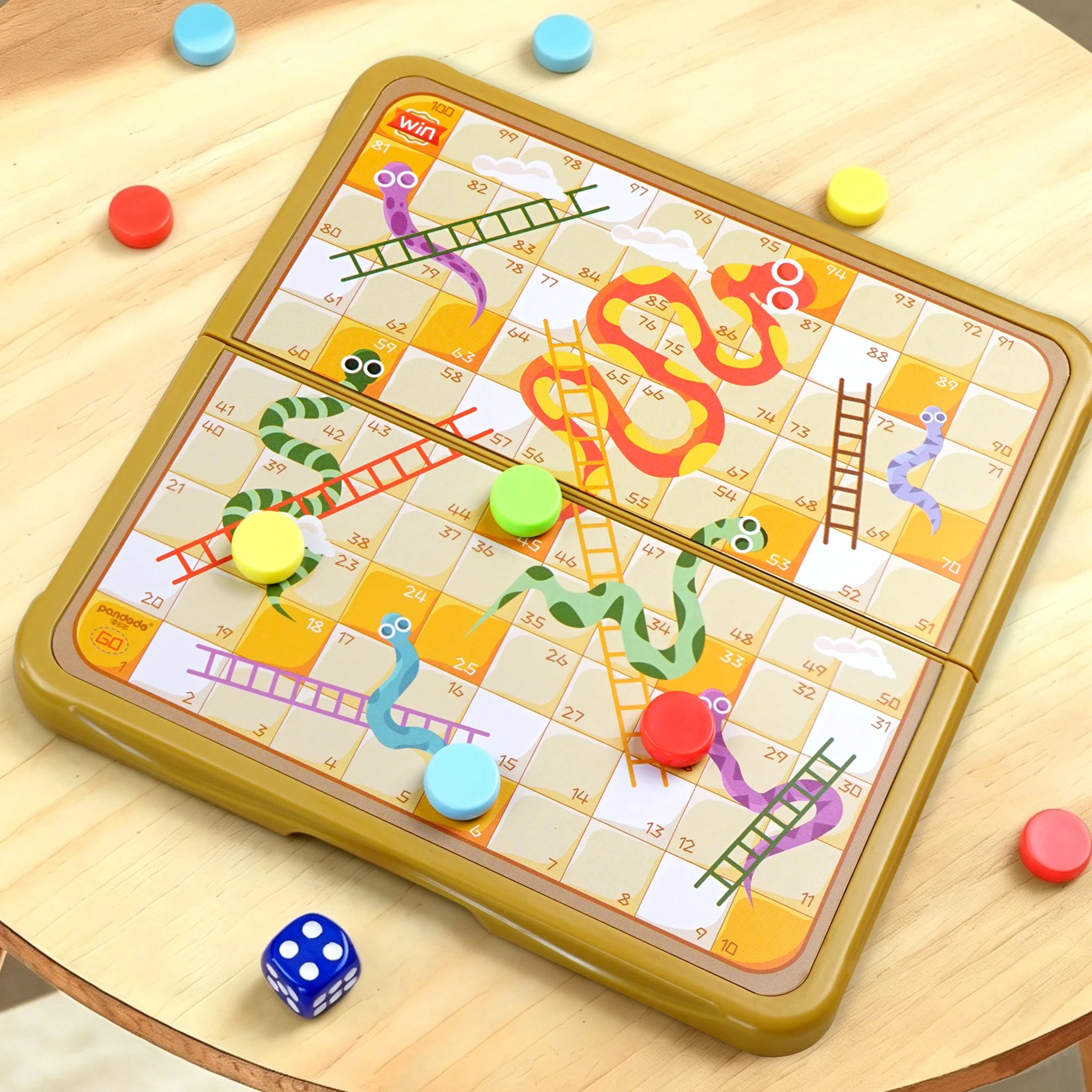 Magnetic Snake Ladder Game Portable Foldable Board Game Can Be Put in Pocket Suitable for Friend Gatherings Travel Leisure Game Christmas Birthday Gift