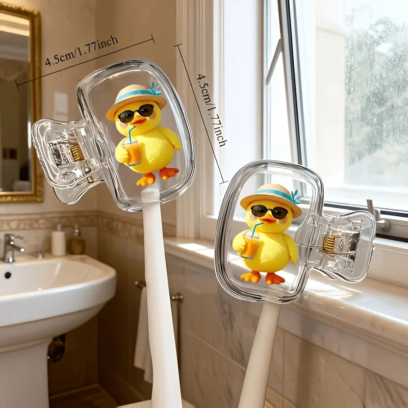 Yellow Duck Drinking Beverage 2pcs Toothbrush Holders with Protective Covers Suitable for Home Travel Use Storage Clip Essential