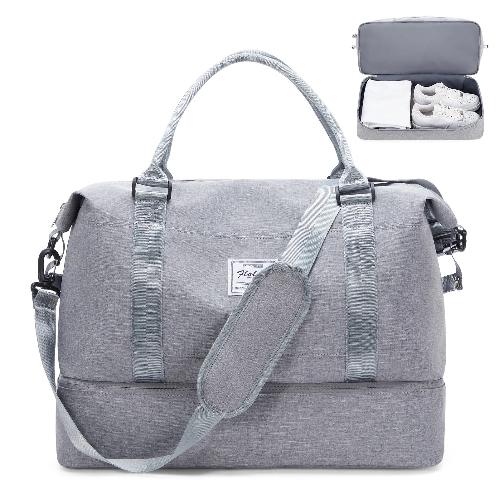 Travel Tote Bag, Lightweight Handbag with Shoe Compartment, Large Capacity Crossbody Shoulder Bag, Cabin Travel Bag, Sports Bag