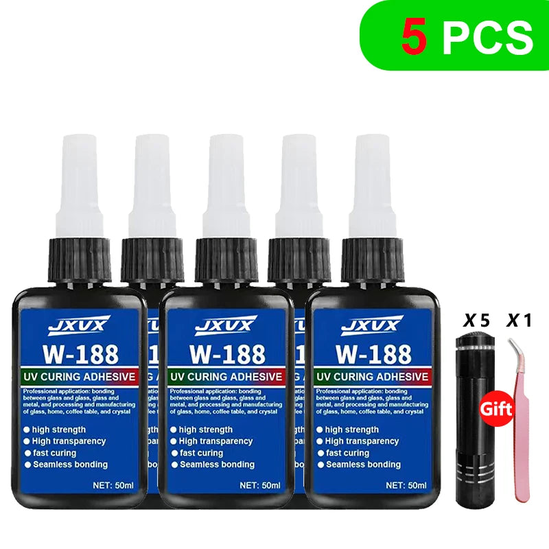 (50g Craft Glue) UV Adhesive, High-Strength Resin, High Transparency – For Metal, Glass, and Plastic DIY Projects