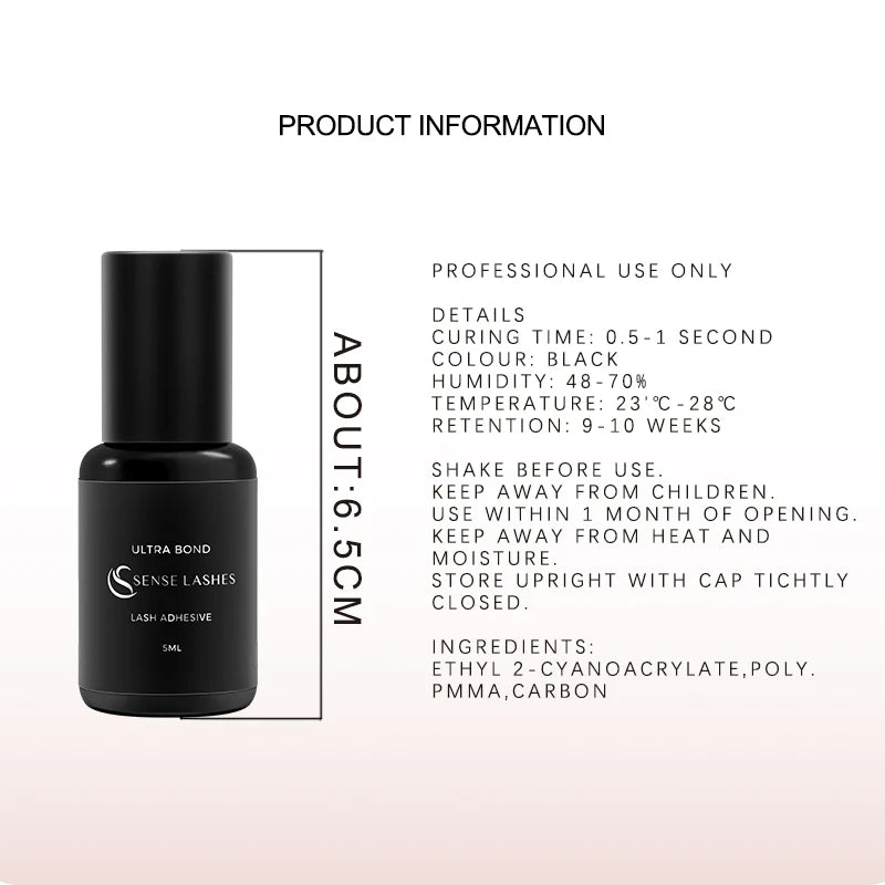 Senselashes 5ml Premium Adhesive Eyelash Extensions Lashes Para Cilios Longer Retention Help Glue Bond and Seal Lash Glue Makeup