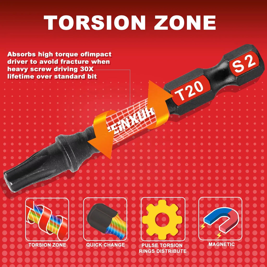 Geinxurn 2In S2 Magnetic T20 Torx Bits With Base, Motorcycle Repair Tools&Suitable for Motorcycle Maintenance
