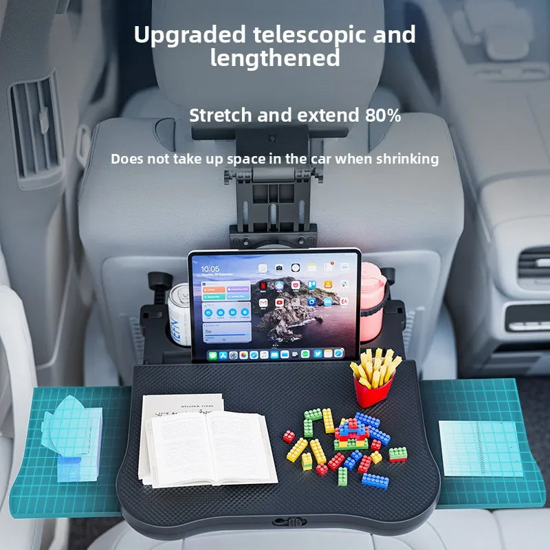 360° Rotating Car Tray Table - ABS Backseat Mount, Laptop & Drink Holder for Road Trips