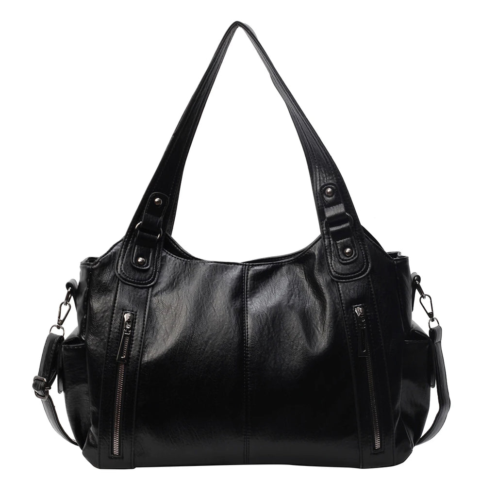 Solid color large capacity women's shoulder bag fashionable simple hand-held tote bag commuter personality messenger bag