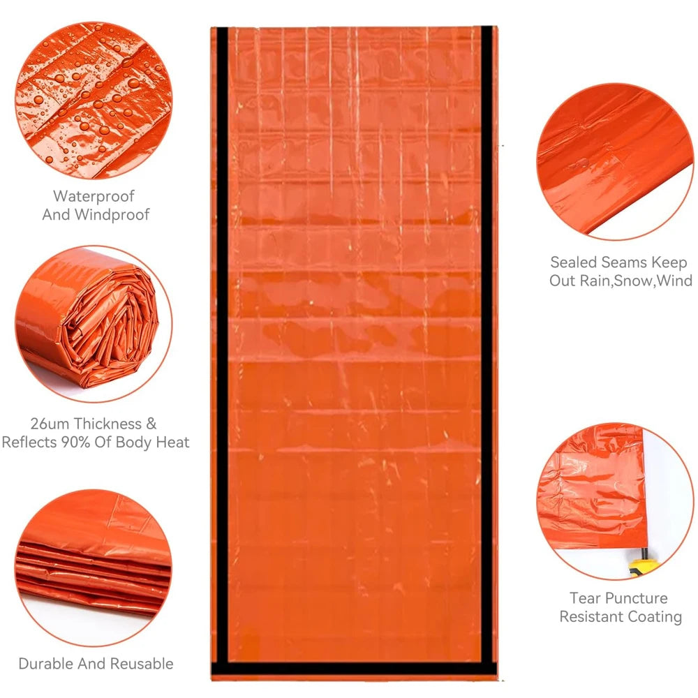 Emergency Sleeping Bag Survival Blanket Thermal Mylar Bivy Sack Lightweight Waterproof Portable Shelter For Camping Hiking