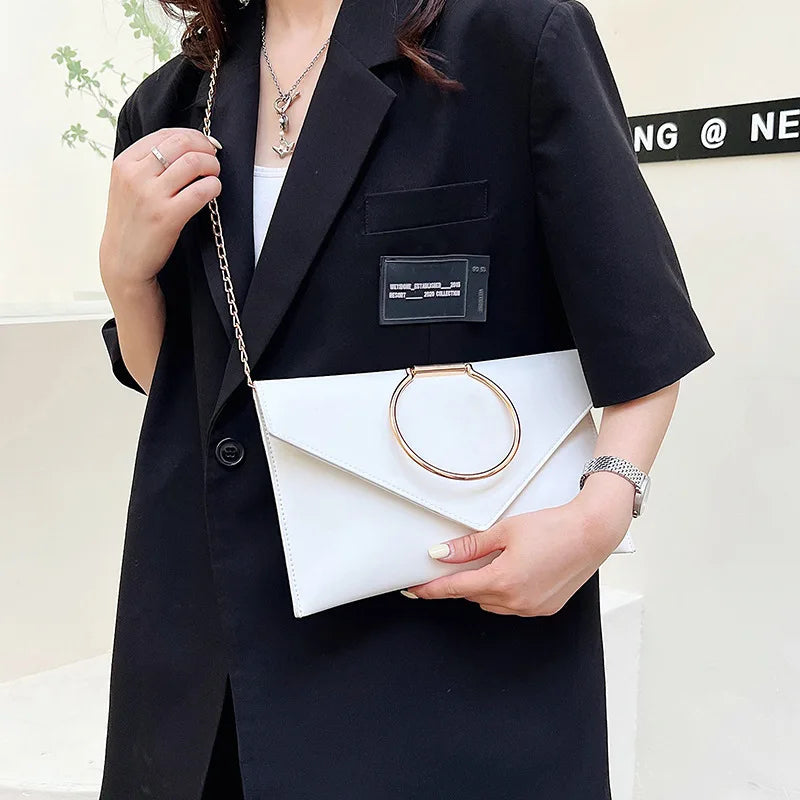 Fashion women Envelope Clutches chian Female Crossbody Shoulder Bag pu Leather Ladies Handbag Small lady phone bag clutch wallet