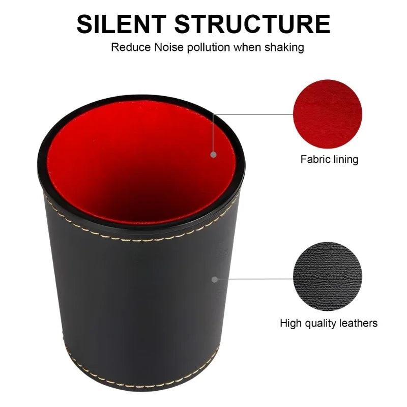 Dices Cup PU Leather Stable Comfortable Hand Feeling Dices Shake Container Cup Professional For Table Board Game
