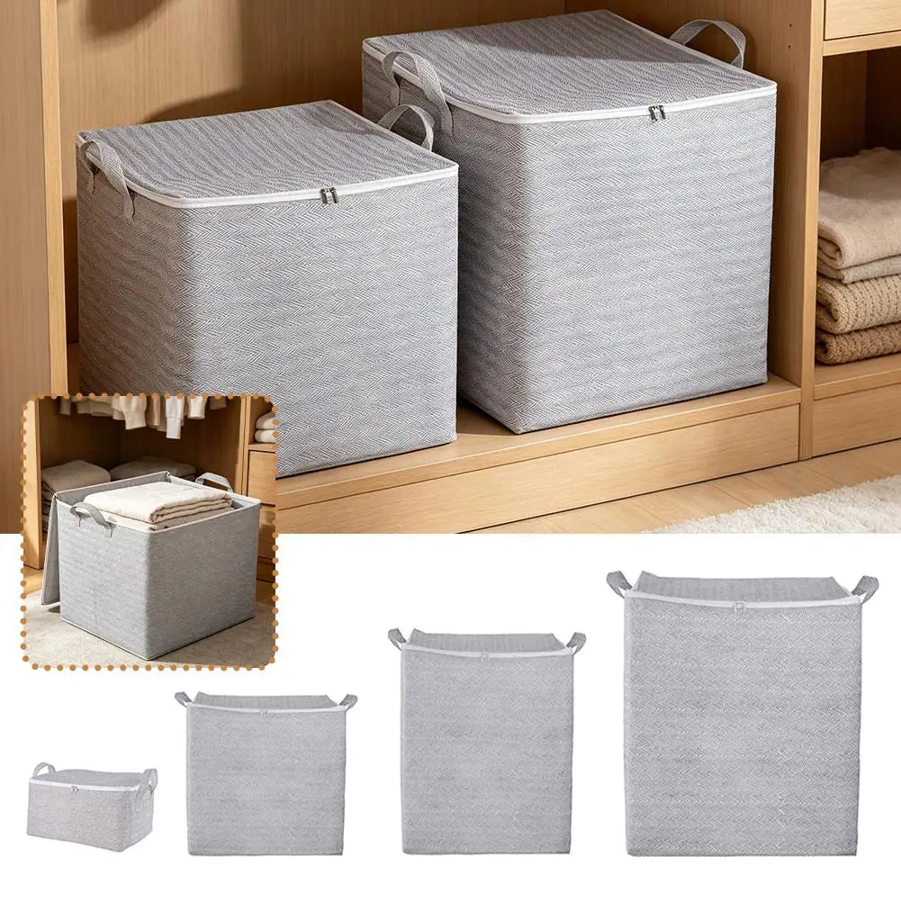 Non-woven Quilt Storage Bag with Lids Zipper Large Capacity Dust-proof Bag Organize Foldable Clothes Quilt Bins Container