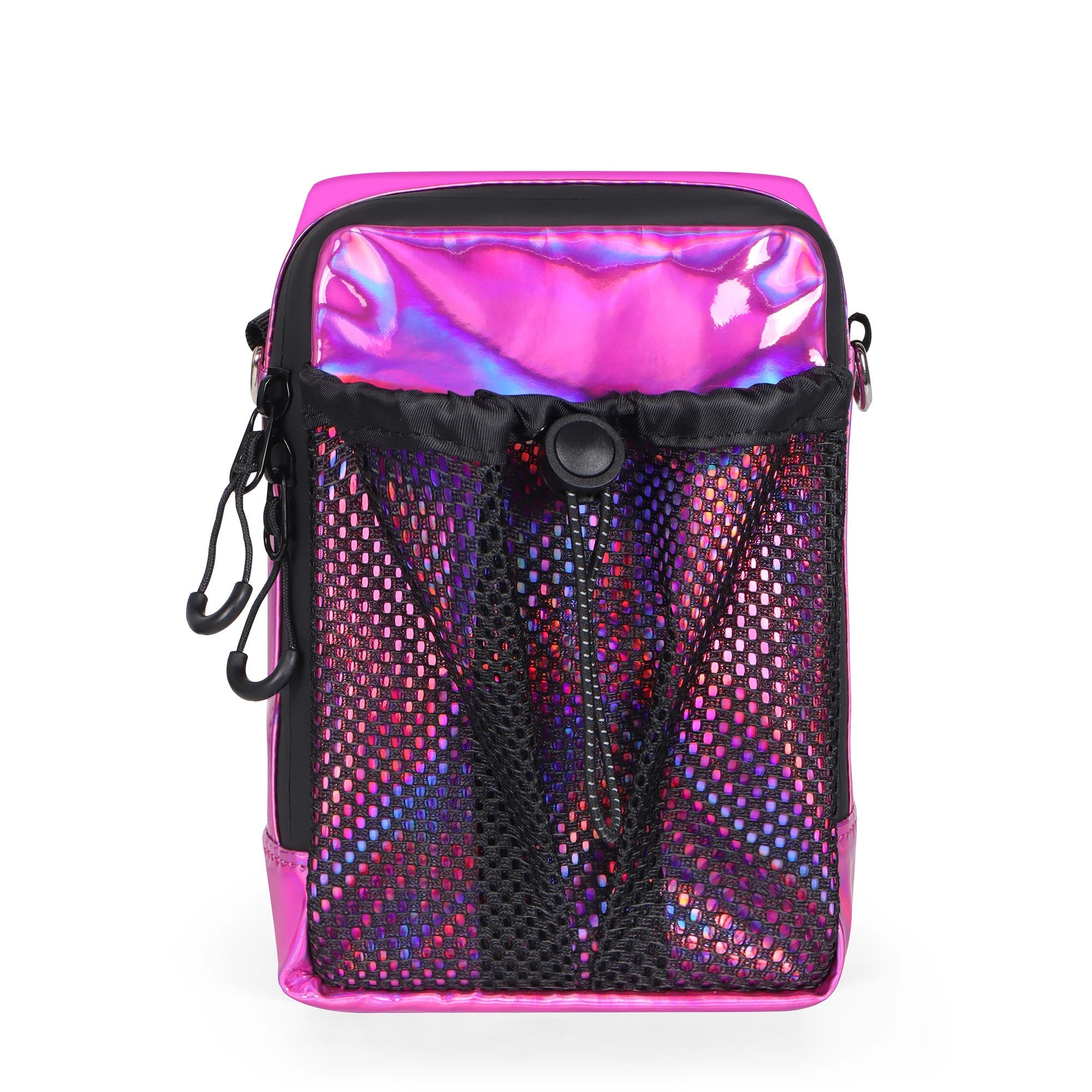Holographic Crossbody Phone Bag Waterproof Small Shoulder Bag with Front Mesh Pocket Casual Travel Mini Messenger Pouch for Wome