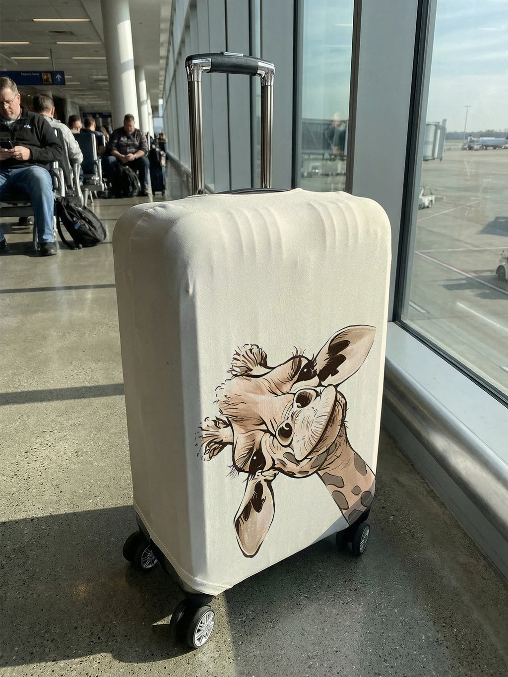Cartoon Tilted Giraffe Print Luggage Cover, Suitable for 18-32 Inch Luggage Cover, Suitcase Protector, Travel Accessories
