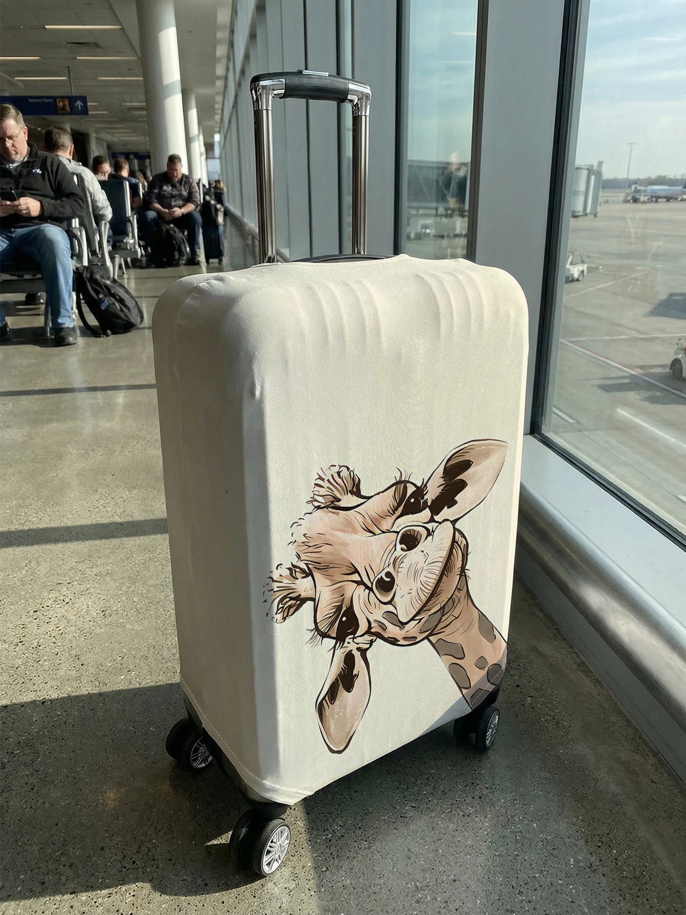 Cartoon Tilted Giraffe Print Luggage Cover, Suitable for 18-32 Inch Luggage Cover, Suitcase Protector, Travel Accessories