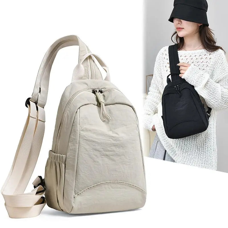 Casual Backpack Women's New Lightweight Crossbody Bag Large Capacity Student Schoolbag Travel Backpack Chest Bag Small Backpack