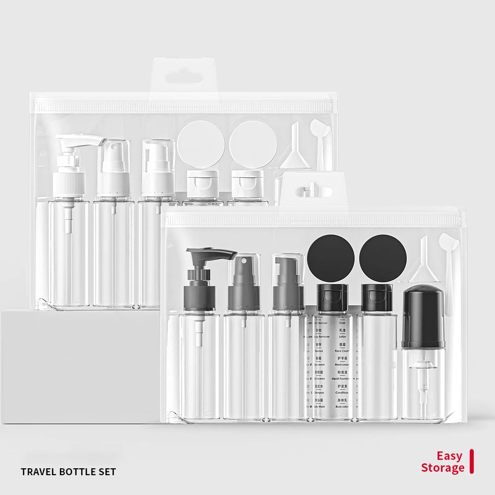 11pcs/Set Travel Botttle Set 60ml Refillable Bottle Soft Plastic Lotion Shampoo Container Squeeze Tube Empty Bottle Wholesale