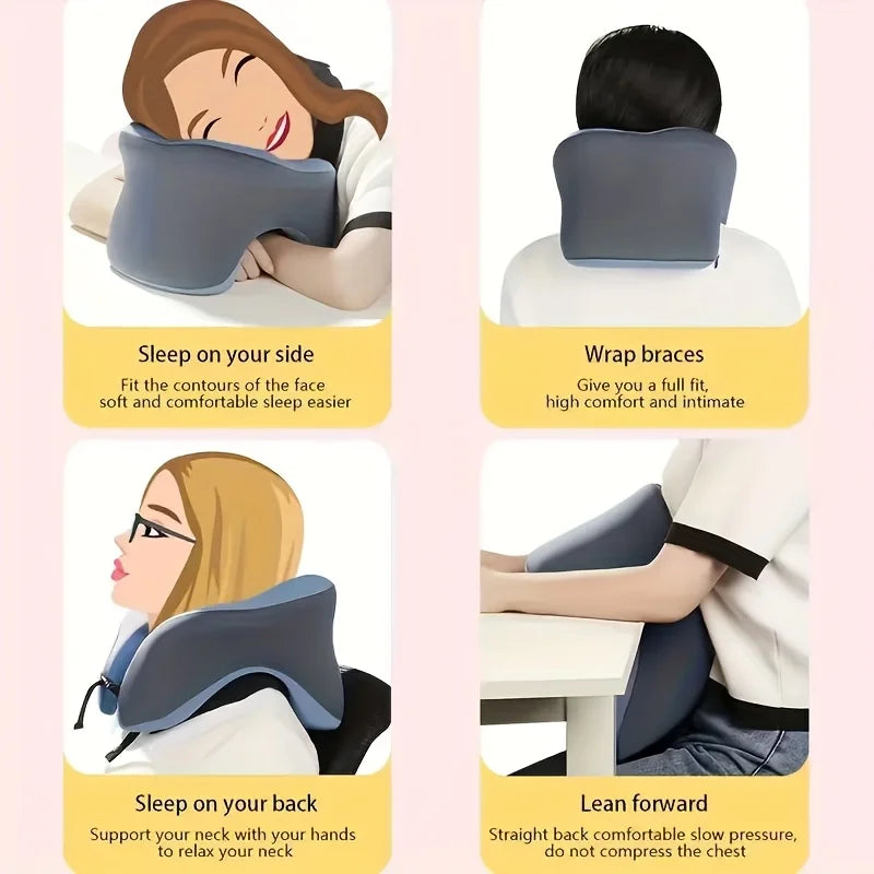 An Ergonomic U-Shaped Nap Pillow, Supporting Stomach, Back, Or Side Sleepers, Suitable for Office Naps, Travel, And Students