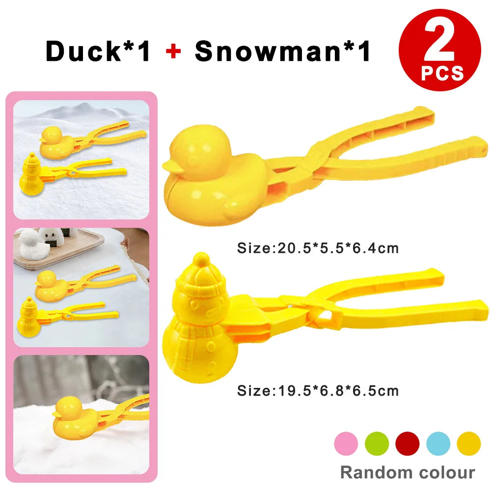 4pcs Cute Bear Duck Snowball Clip Snow Clay Ball Maker Creative Snowballs Mold Snow Shovel for Kids Outdoor Sports Snow Toys