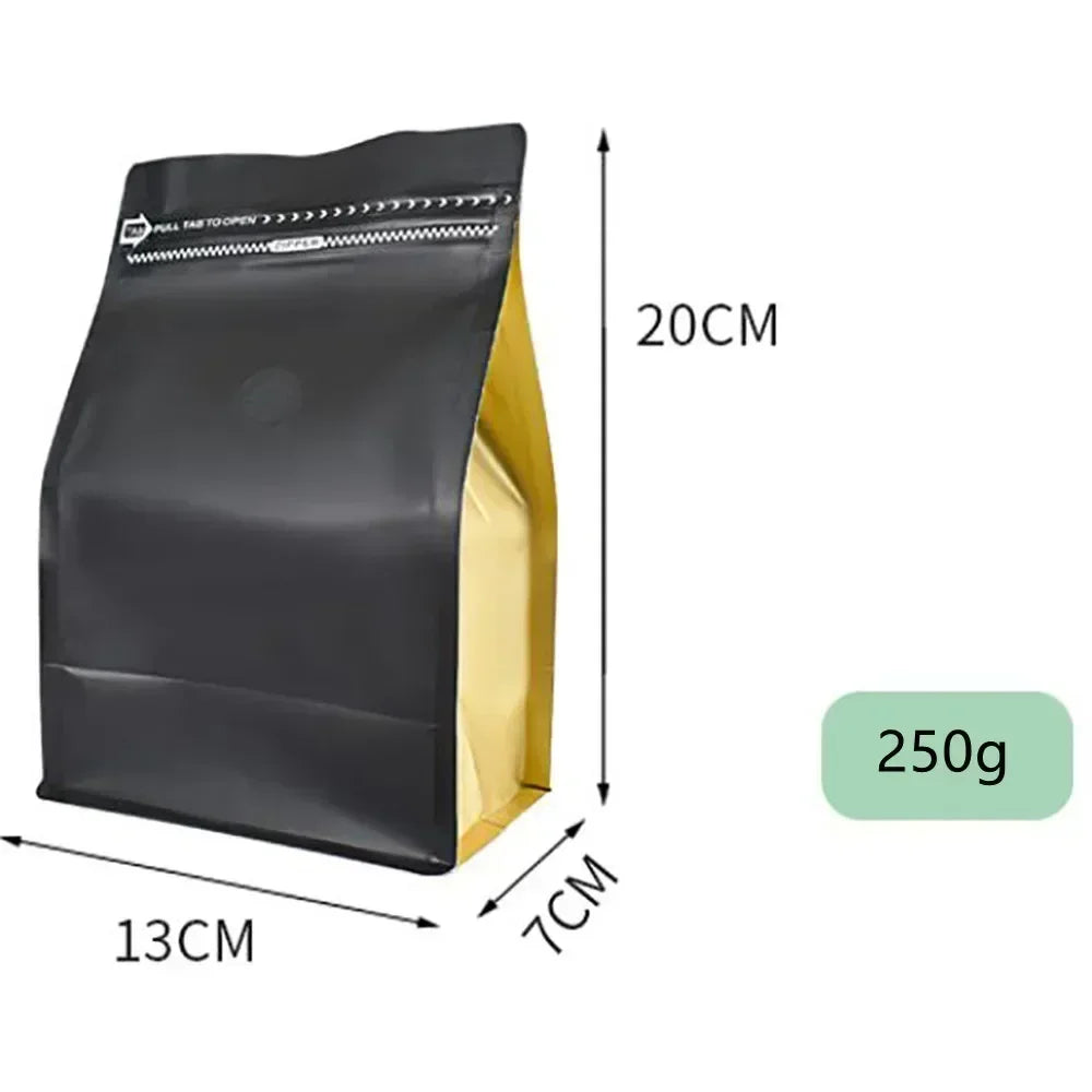 100pcs Wholesale 250g Coffee Bean Powder Bags with Valve Block Bottom 8oz Whey Protein Powder Food Packaging Food Storage Bags