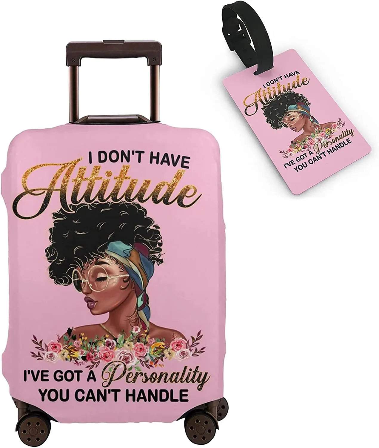 Travel Suitcase Protector African American Woman Elastic Protective Washable Luggage Cover With Concealed Zipper For 18-32 Inch