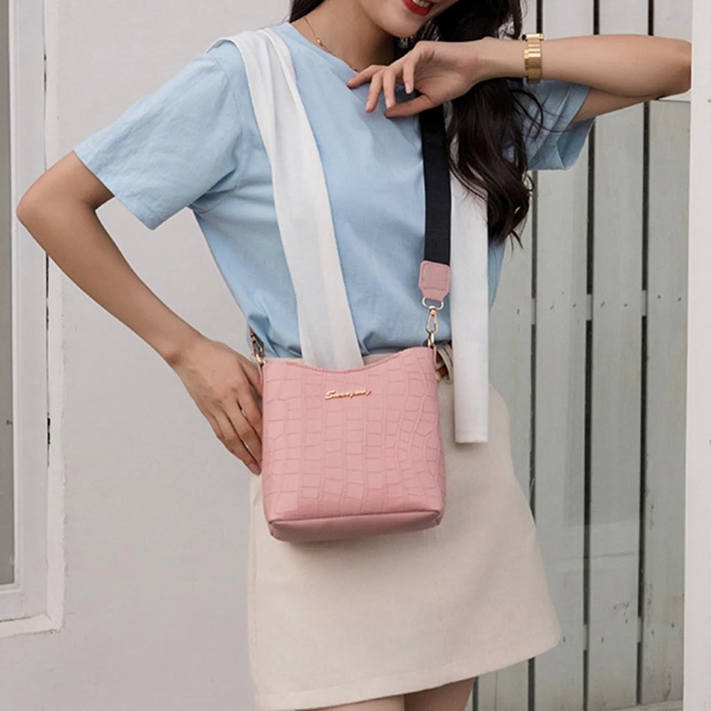 New Women'S Classic Shoulder Handbag Multi-Functional Fashion Crossbody Bag Wide Shoulder Strap Mini Pu Leather Mobile Wallet