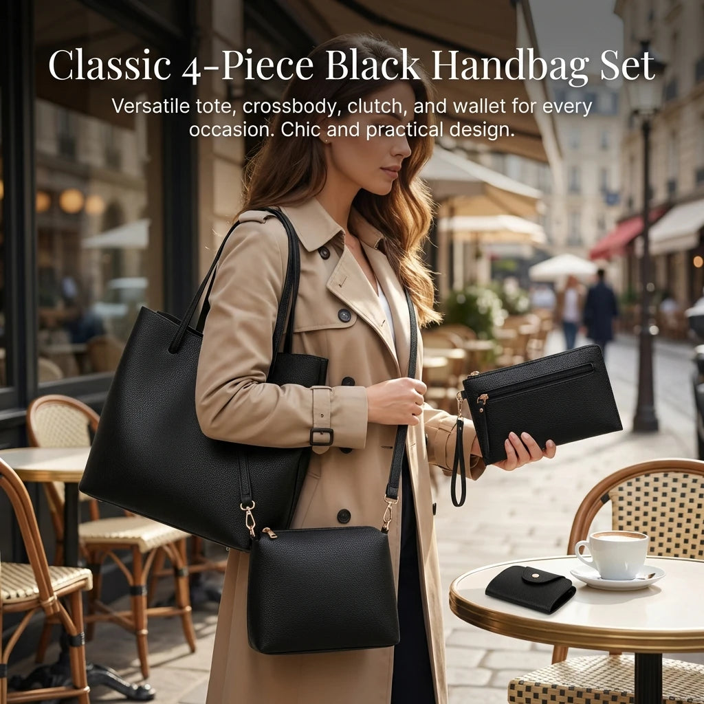 Matching Mother and Daughter Bag Set 4 Pcs Solid Color Shoulder Crossbody Bag for Women European Style Tote Handbag
