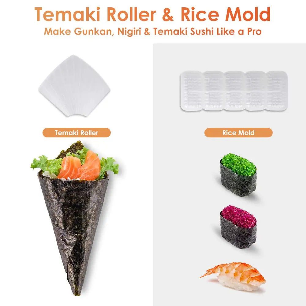 Sushi Making Kit 20 in 1 Sushi Bazooka Roller Kit With Sushi Knife, Bamboo Mats, Bazooka, Rice Mold, Chopsticks, Sauce Dishes