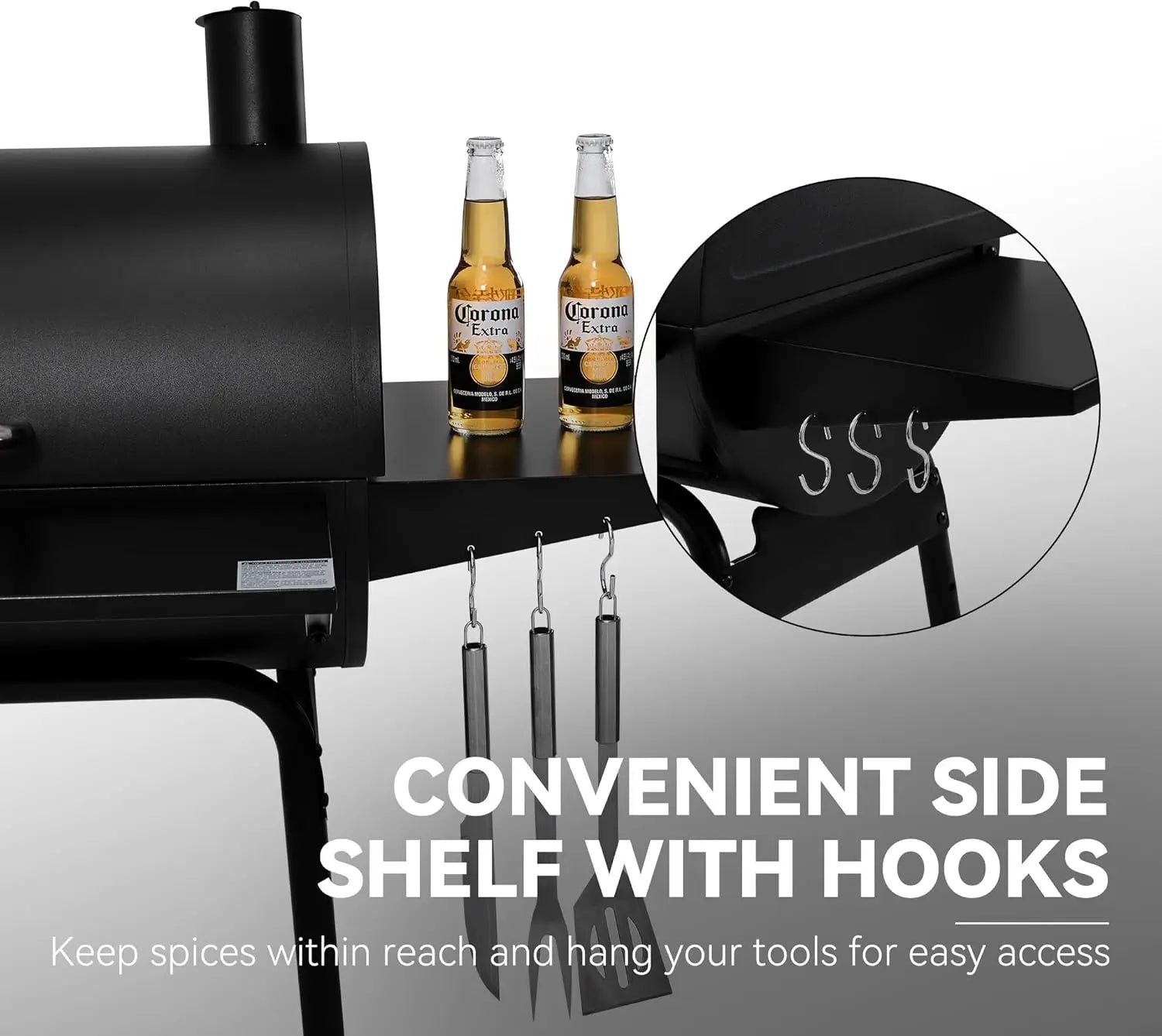 Charcoal Grill Offset Smoker: Charcoal Barbecue Grills with Spacious Cooking Area | Barrel BBQ Grill Smokers Combo for Outdoor
