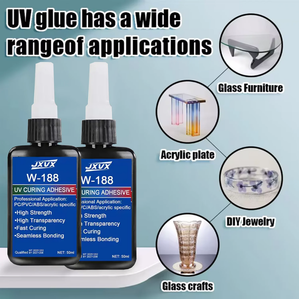JXVX 1-3PCS New 50ml Strong UV W188 Adhesive, UV Curing Adhesive for Glass, Glass and Metal, ABS Bonding, UV Curing Lamp Welding