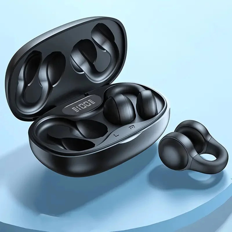 Wireless Bluetooth Earphones Clip-on Noise Reduction Earbuds for IPhone Hifi music Power Display headphones Comfort Headsets
