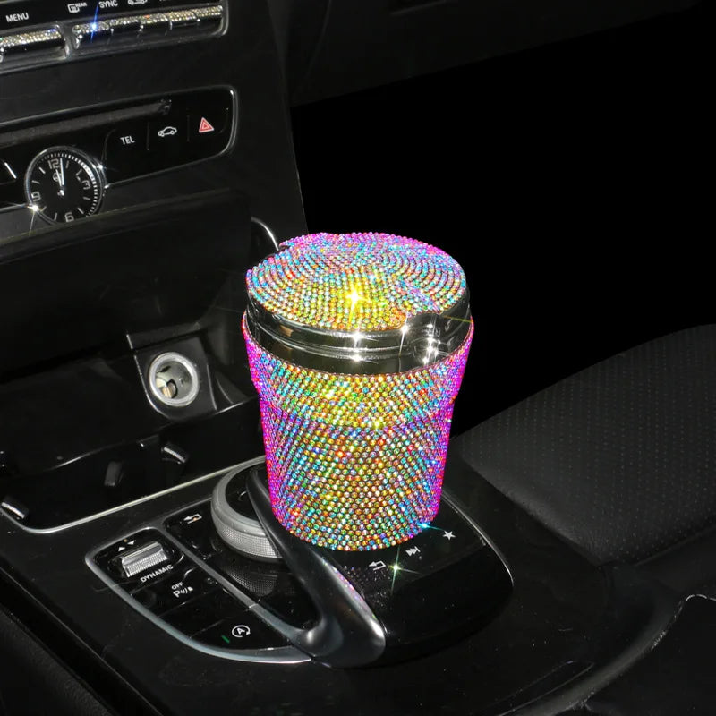 Car Ashtray Auto Portable Bling Cigarette Smokeless With LED Light Indicator Car Accessories for Women재떨이