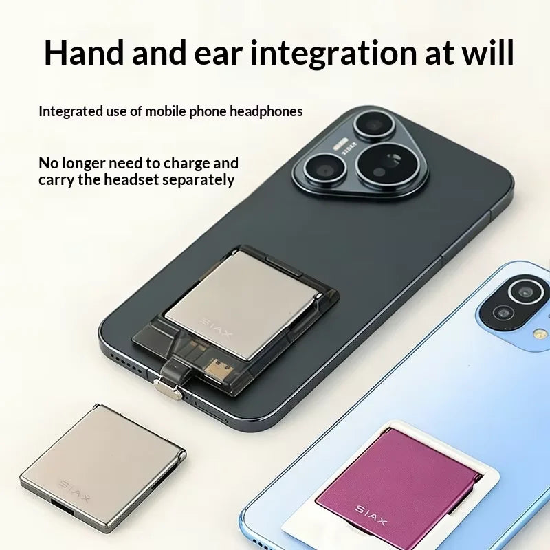 SIAX Fold Buds Foldable In-ear Earphones Ultra-Thin Bluetooth Paper-Thin Portable Headset 2in1 Clip-On Phone Case with Earphones