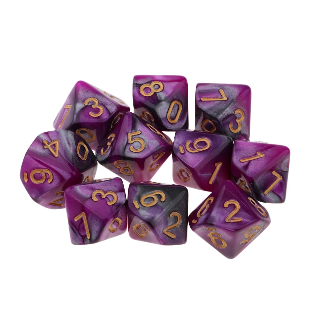 10pcs RPG DND Polyhedral Dice Set D10 D8 – Board Game Multi-sided Dice / 10 dés polyédriques RPG DND D10 D8 – Jeux de société multi-faces