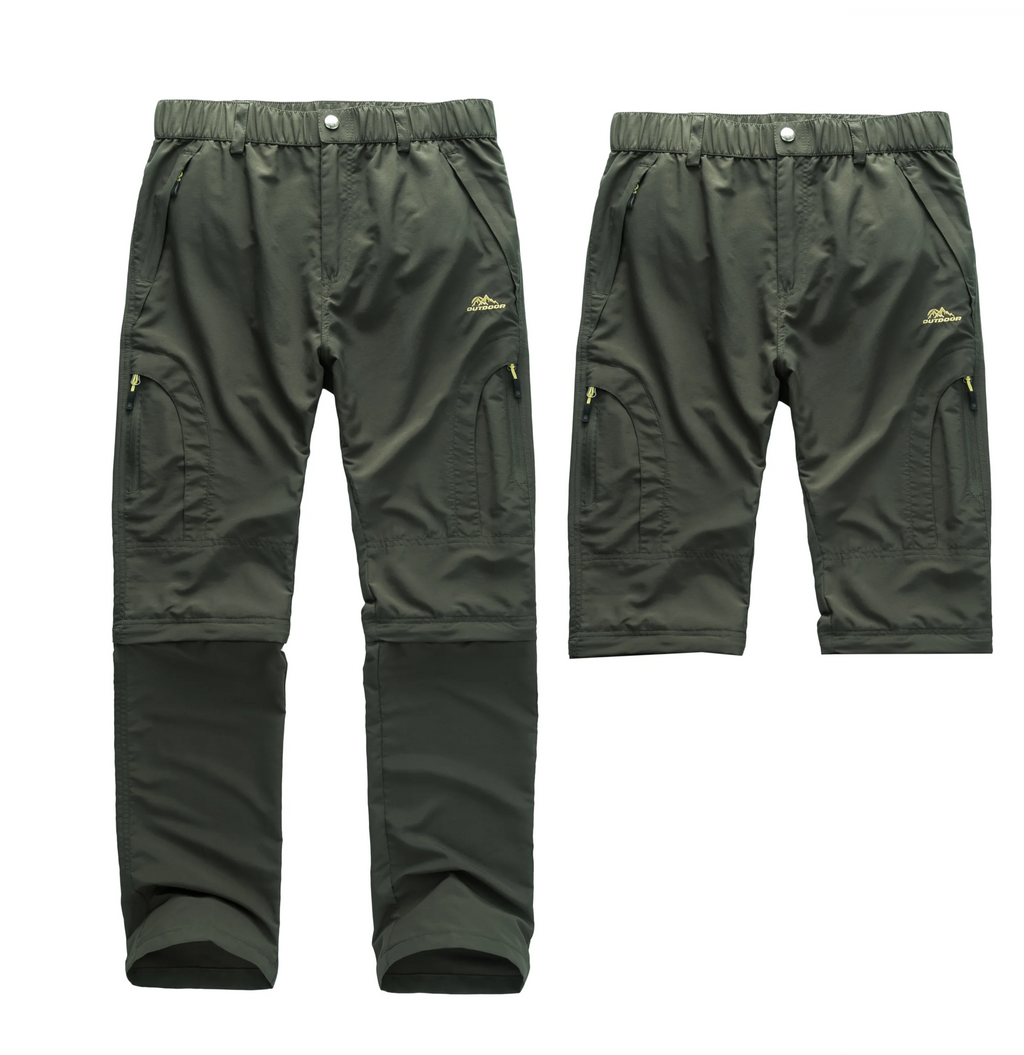 Men's Outdoor Conversion Overalls, 5 Zipper Pockets, Removable Two-Section Pants, Quick-Drying, Waterproof and Wear-Resistant Nylon Fabric, Suitable for Outdoor Fishing and Hiking