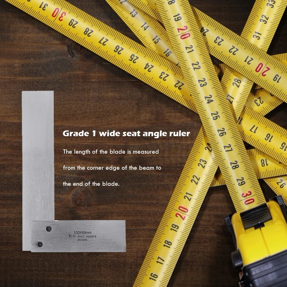 Machinist Square 90 Right Angle Ruler Protractor Carpenter Hardening of Precision Steel for Engineers DIY Auxiliary Tool