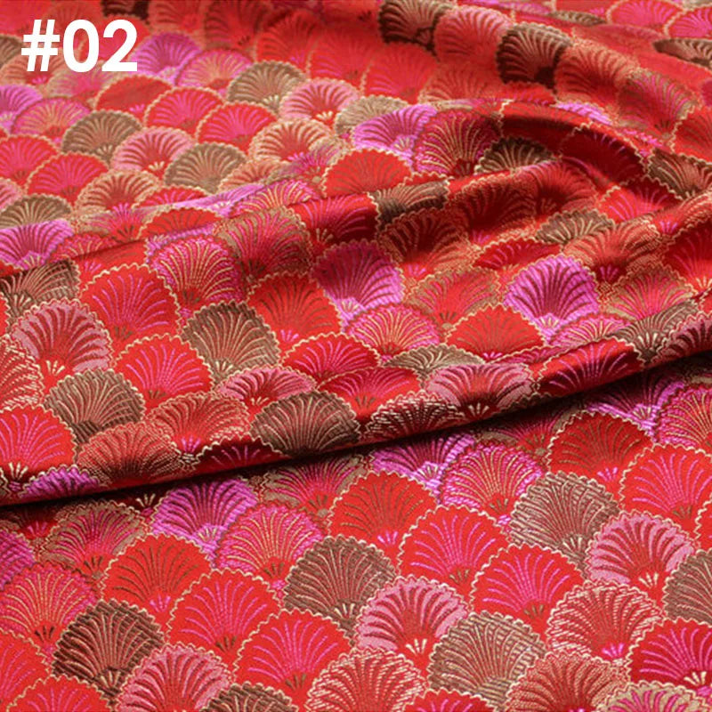 50x75cm Brocade Jacquard Fabric Ginkgo Leaf Design Faux Silk Material For Hanfu Mongolian Robe Cheongsam Costume DIY