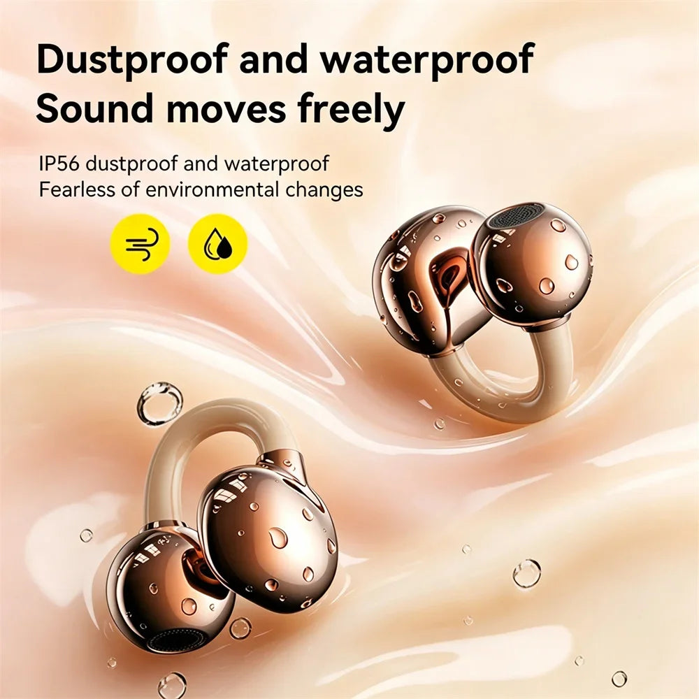 Electroplated Ear Clip True Wireless Bluetooth Headsets Portable  Sports Run Long Battery Life HD Call Noise Reduction Earplugs