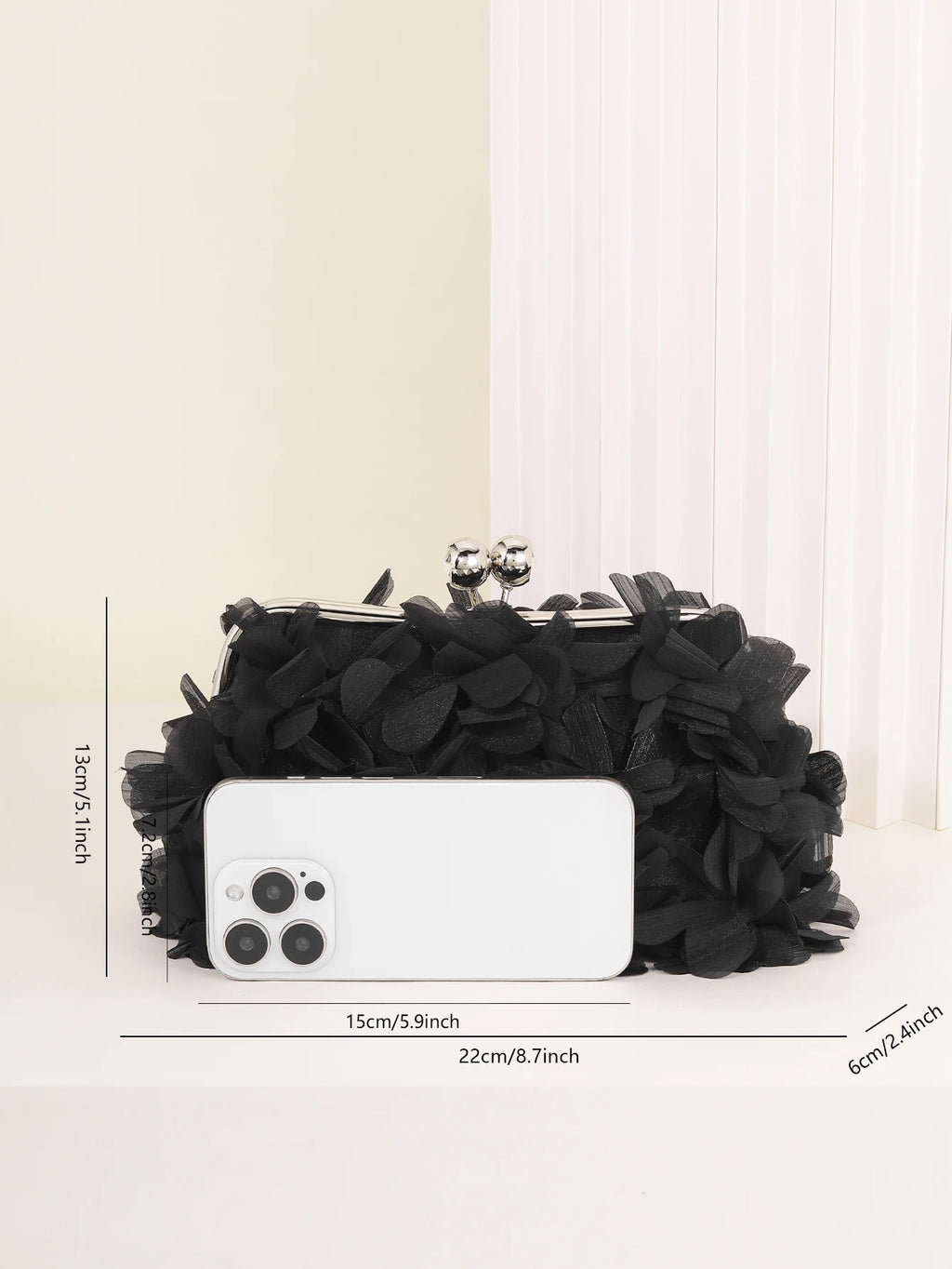 3D Floral Decor Clutch Bag, Elegant Silk Appliques Dinner Purse For Wedding Party Prom Banquet - Perfect for Wedding， Party