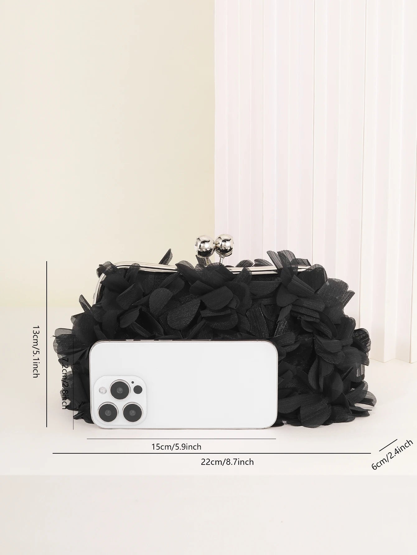 3D Floral Decor Clutch Bag, Elegant Silk Appliques Dinner Purse For Wedding Party Prom Banquet - Perfect for Wedding， Party
