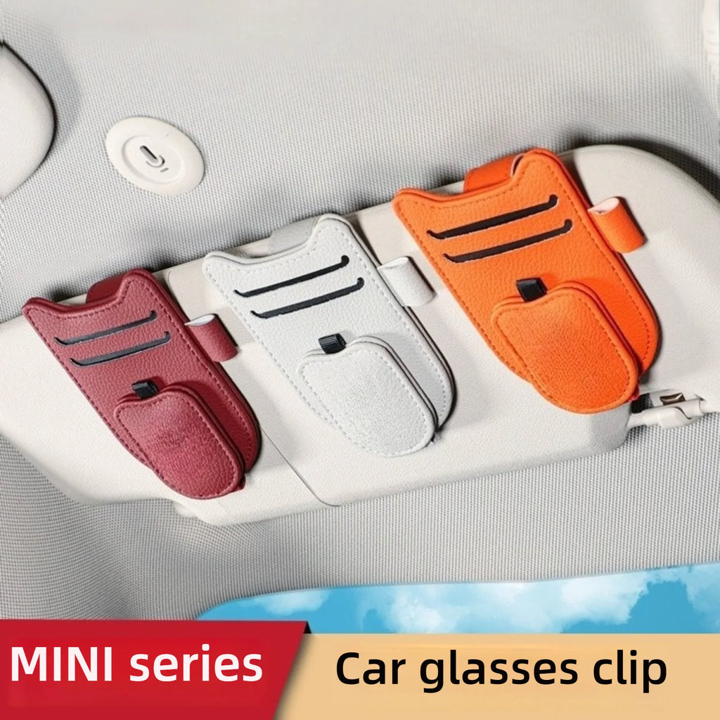 Magnetic Car Sunglasses Holder Sun Visor Glasses Clip PU Eyeglasses Hanger Portable Ticket Card Clip Auto Accessories