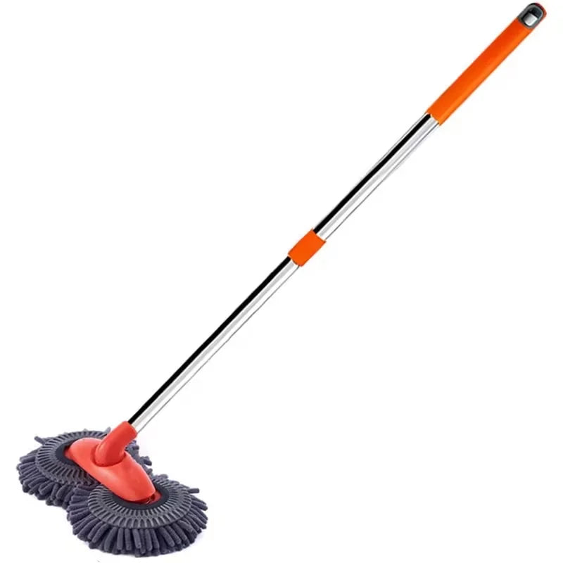 Double Head 360° Rotating Car Wash Mop Long Handle Chenille Car Cleaning Brush Scratch-Free Microfiber Cleaning Tool for SUV Tru