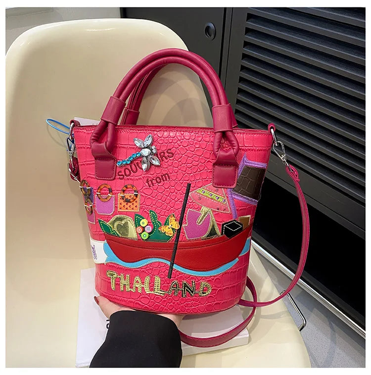 2026 New Large Capacity Commute Stylish Design Crossbody Bags Fashion Zipper Sewing Thread Sweet PU Women's Shoulder Bags